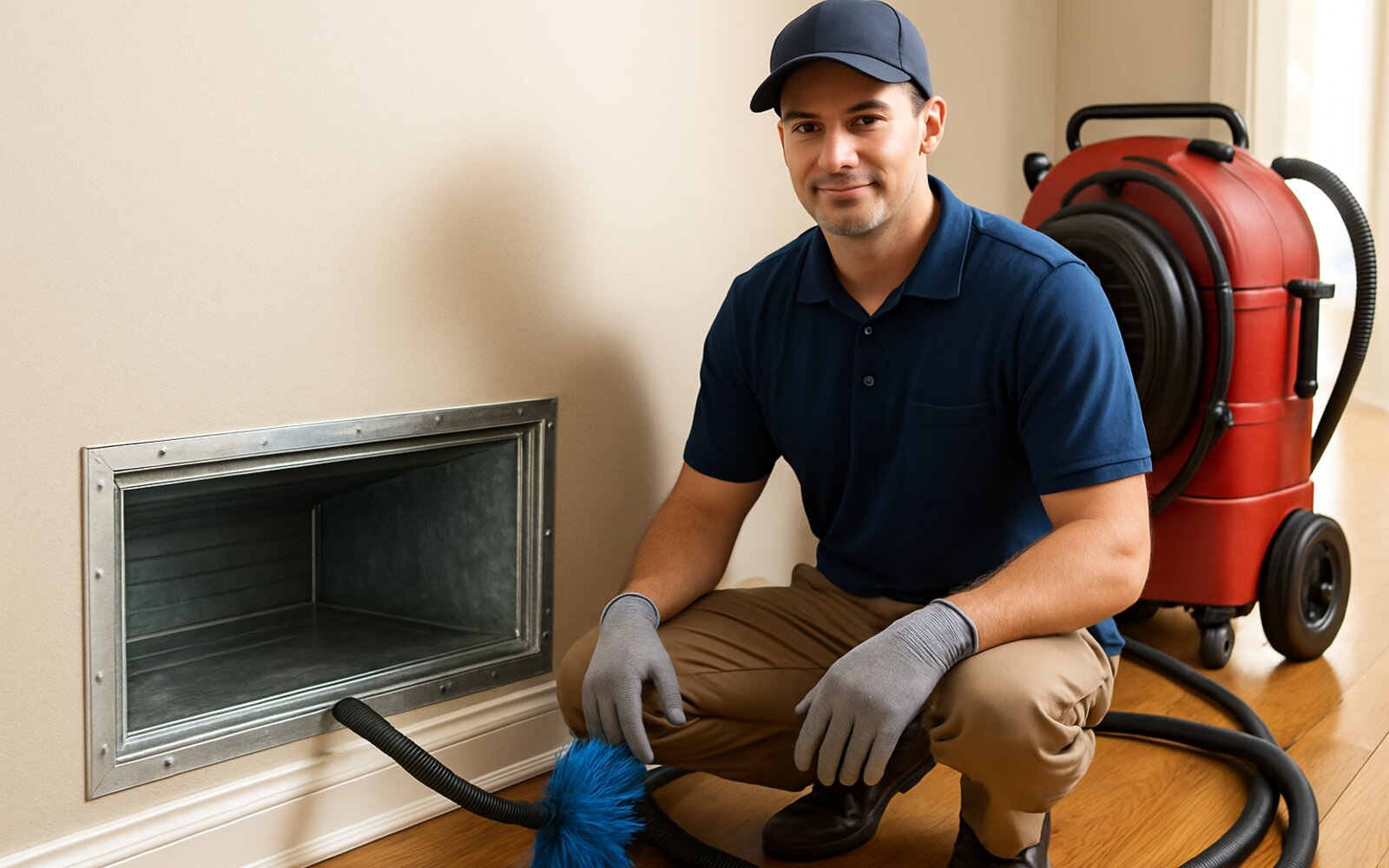 Clean air duct after negative-air extraction