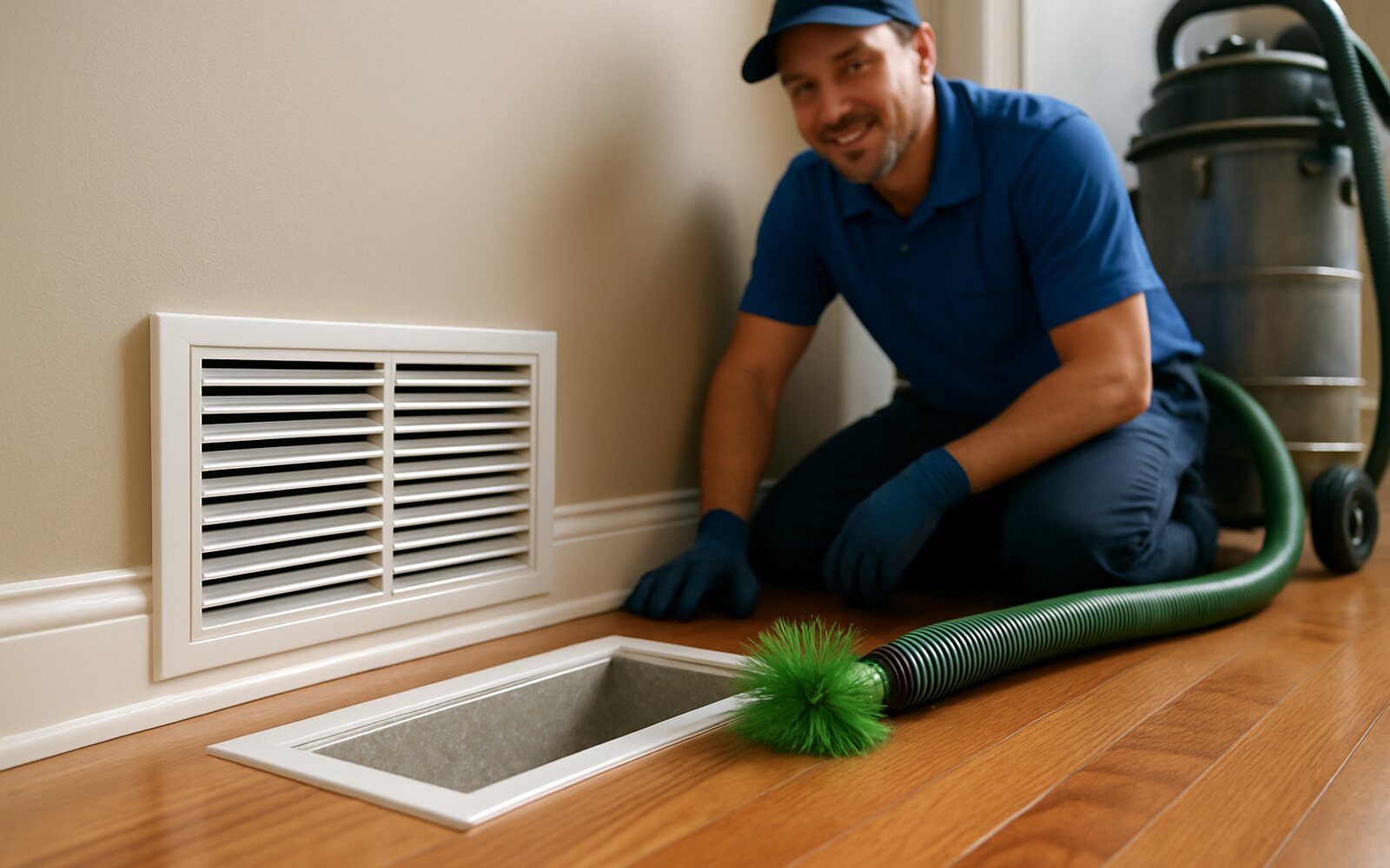 Clear dryer vent with restored airflow after cleaning