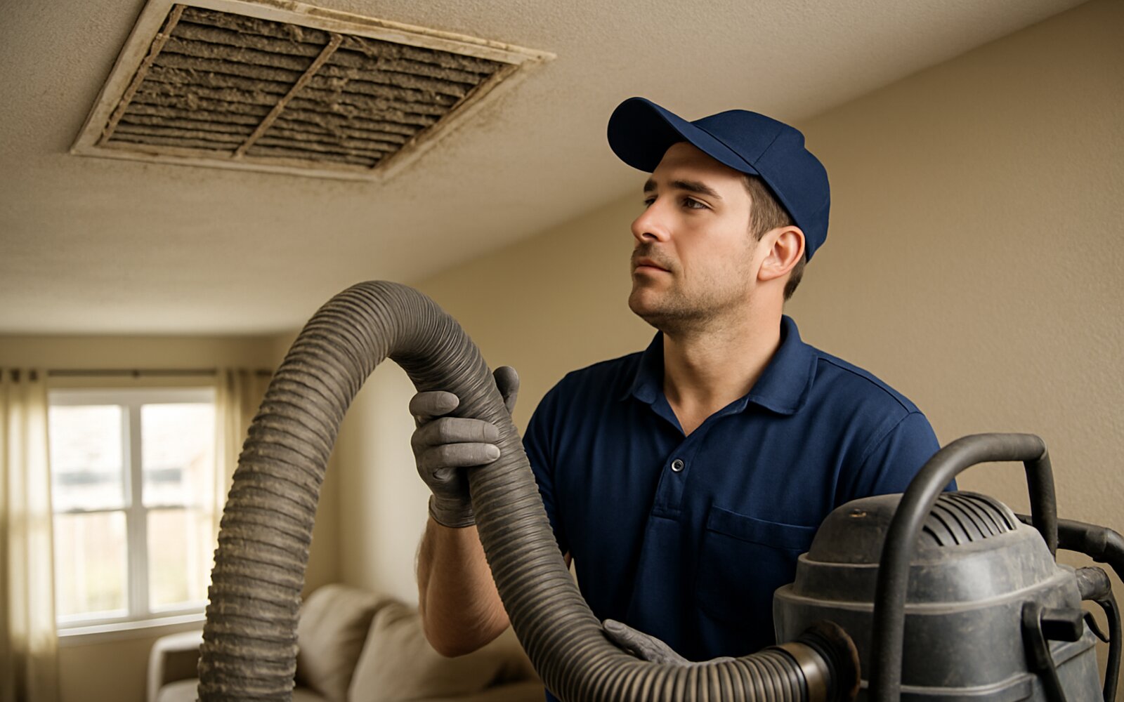 Dryer vent packed with lint before cleaning