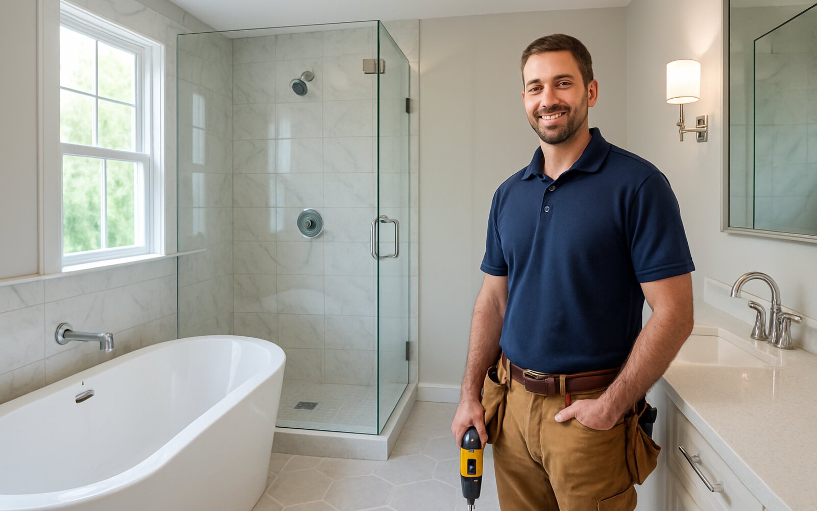 Modern walk-in shower after remodel