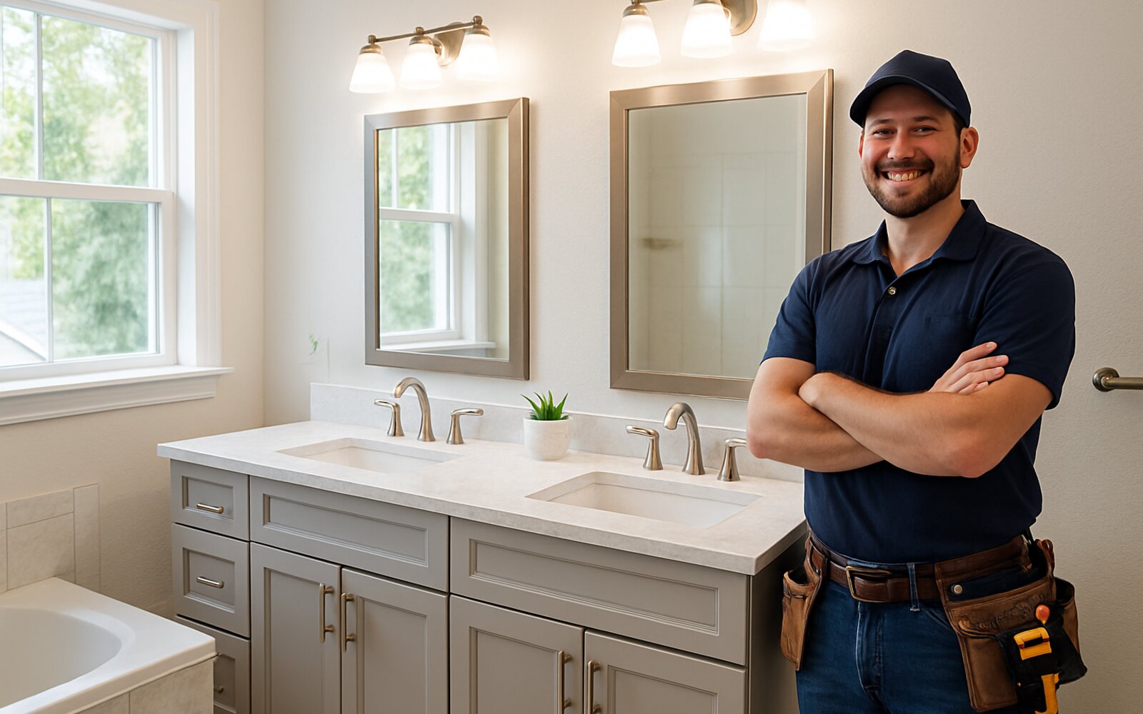 New vanity and tile after remodel
