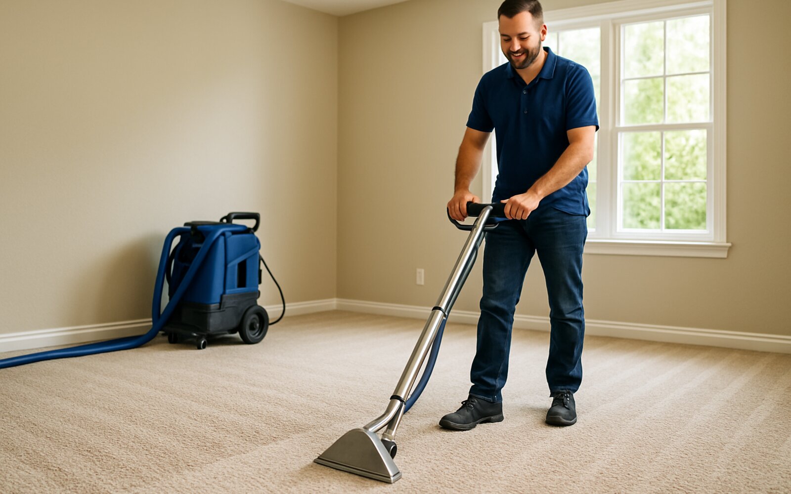 Bright even carpet after hot-water extraction