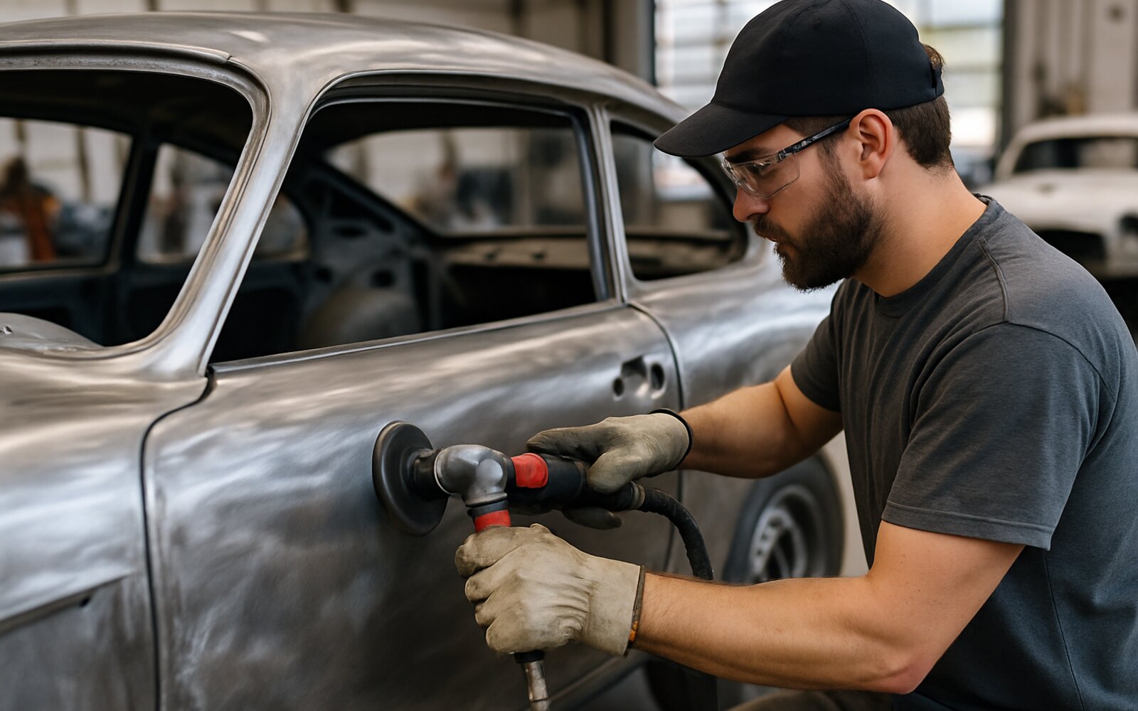 Classic car bodywork in progress