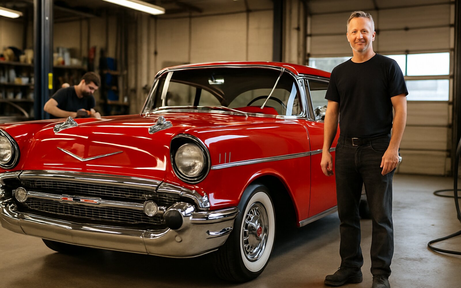 Fully restored classic car with fresh paint