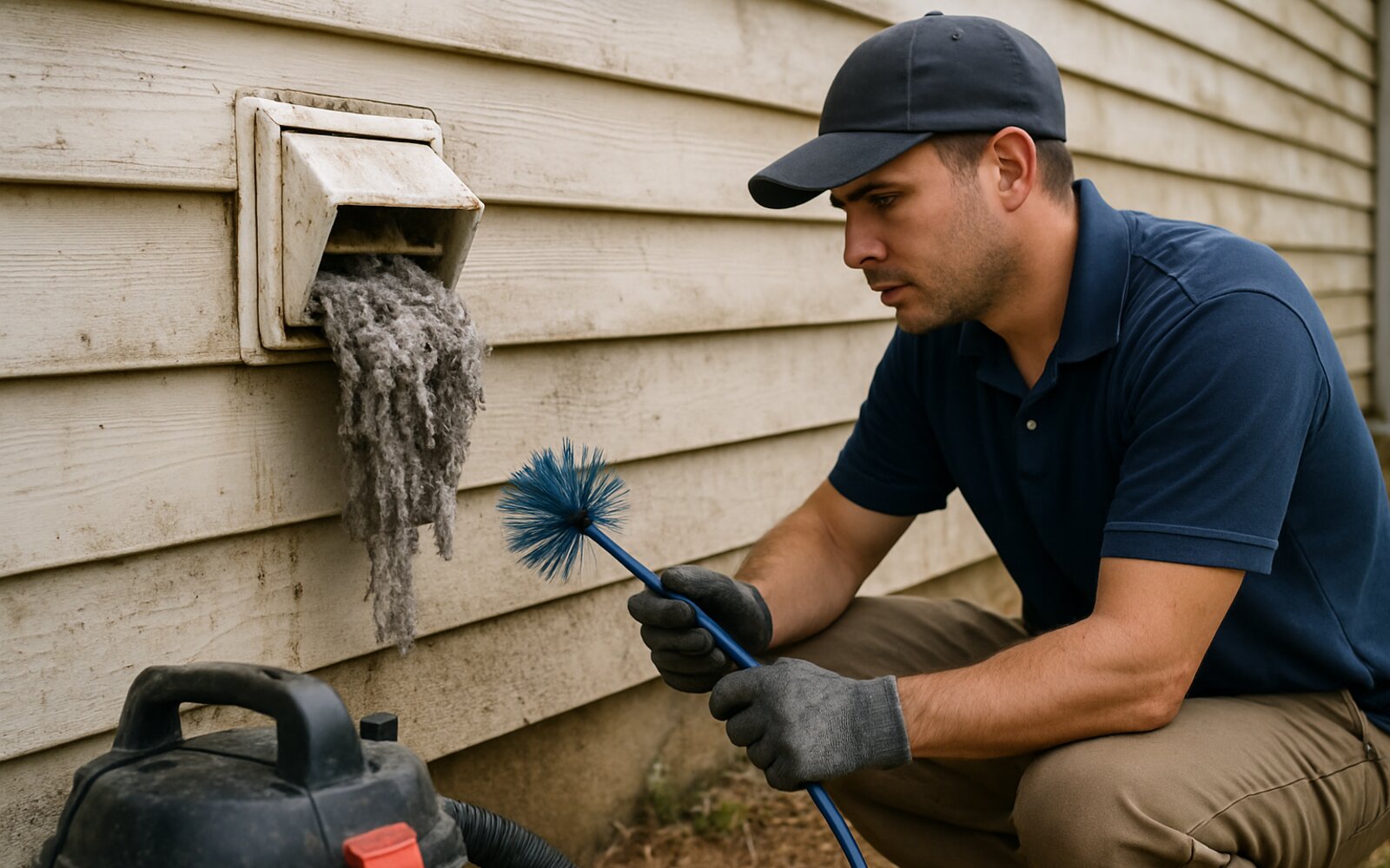 Blocked exterior dryer vent before cleaning