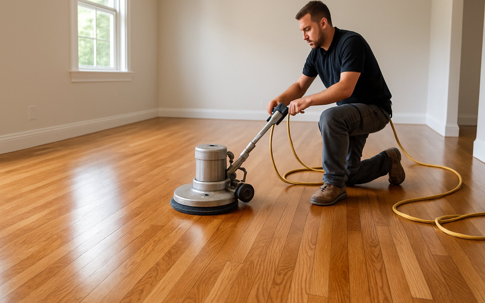 Smooth refinished hardwood after sanding