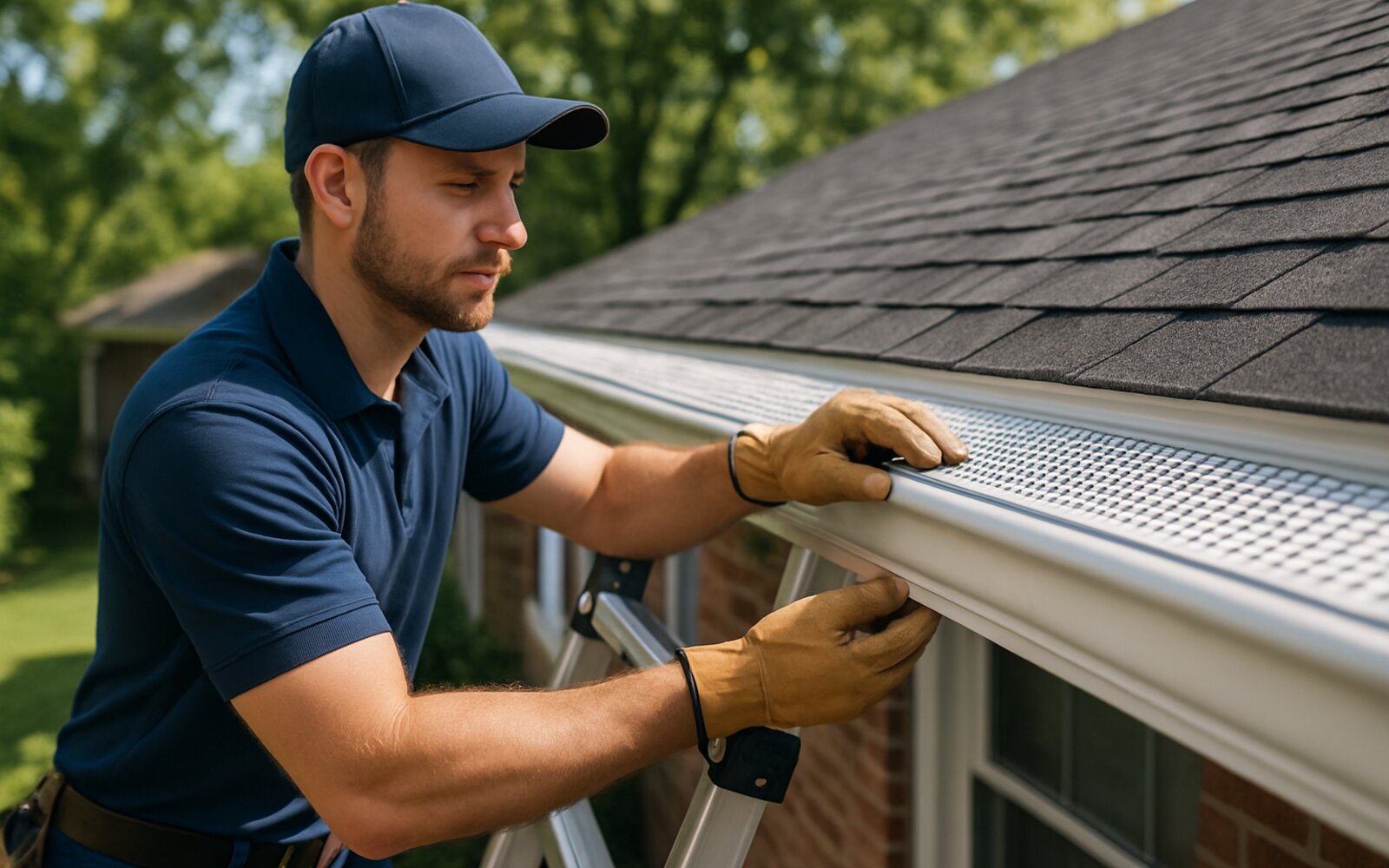 Clean, free-flowing gutter after hand-cleaning