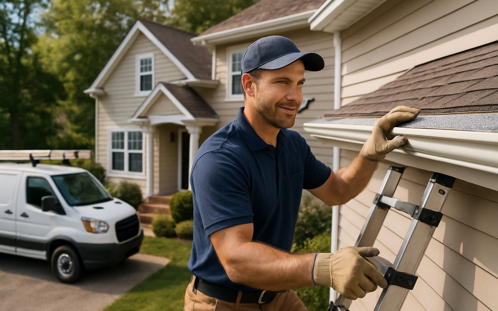 Clean, free-flowing gutters after a professional cleaning