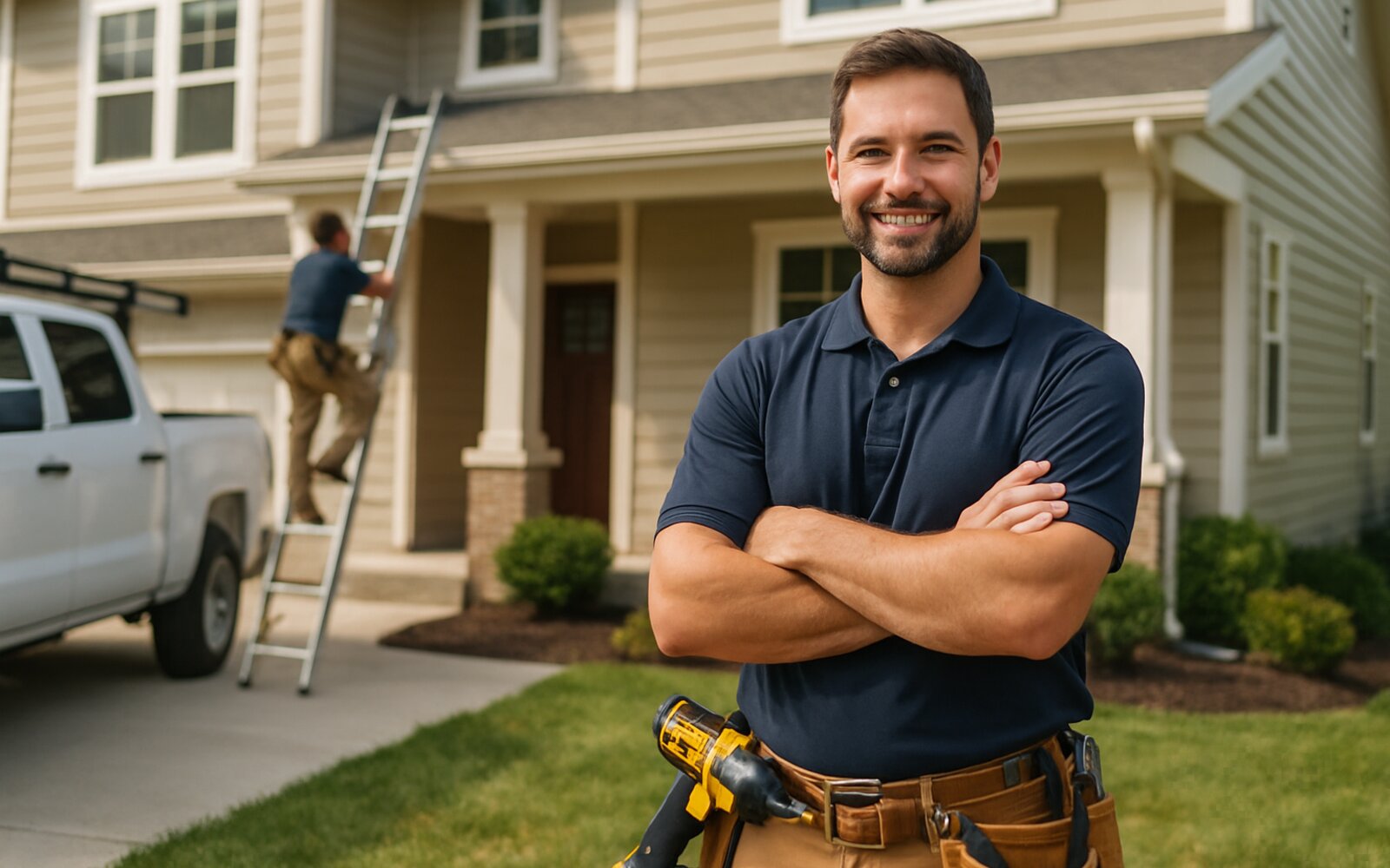 Handyman completing a home repair project