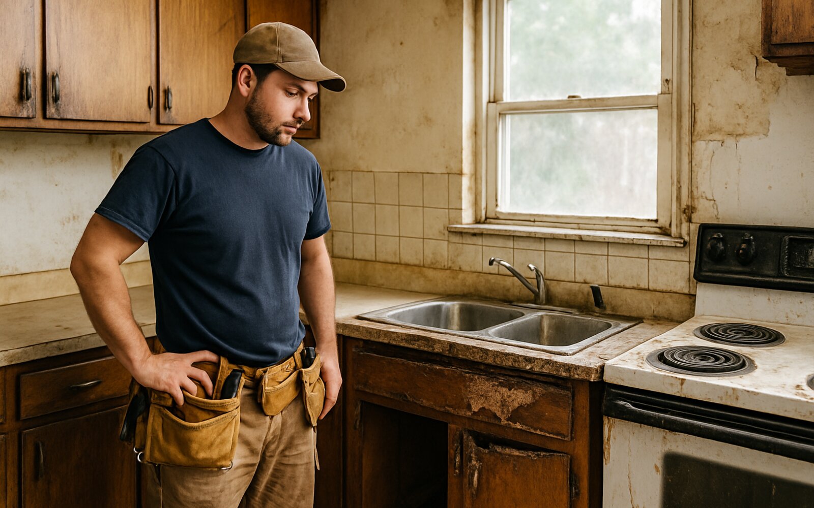 Old closed-off kitchen before remodel