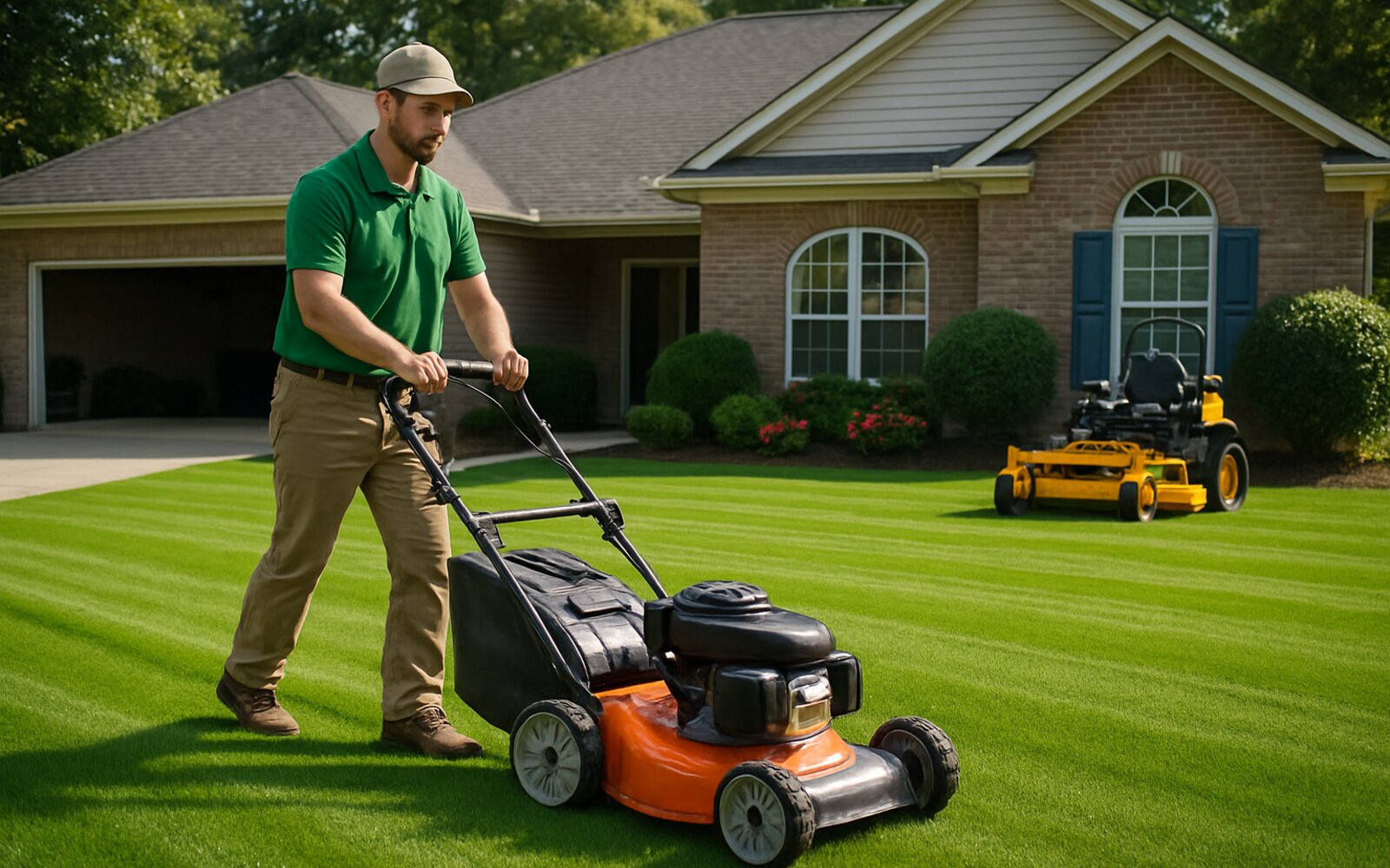 Freshly mowed lawn with crisp edges