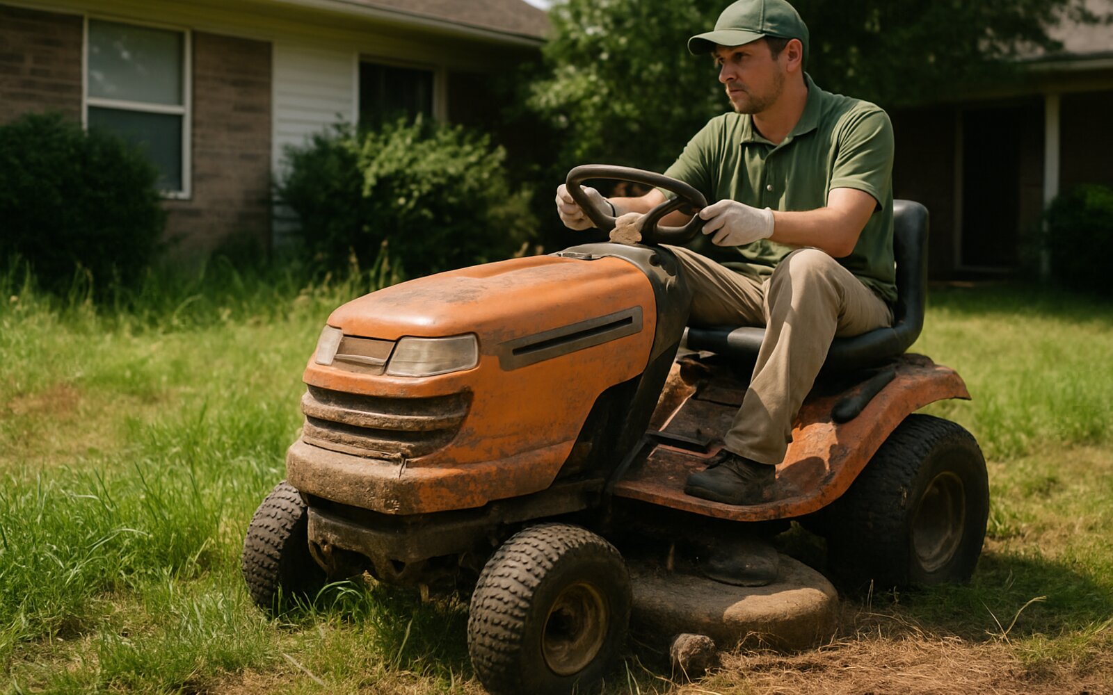 Overgrown lawn before mowing