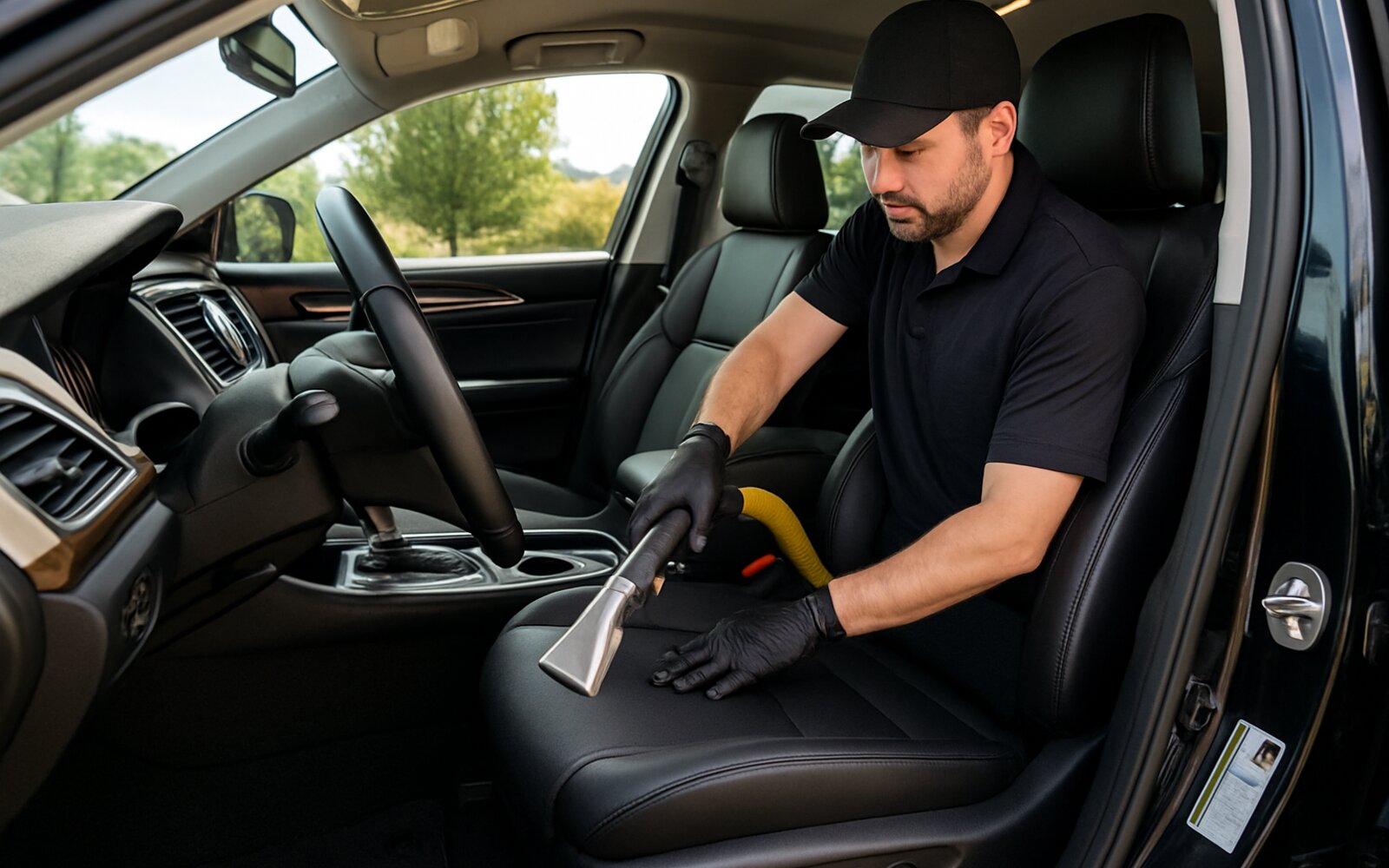 Clean fresh car interior after mobile shampoo