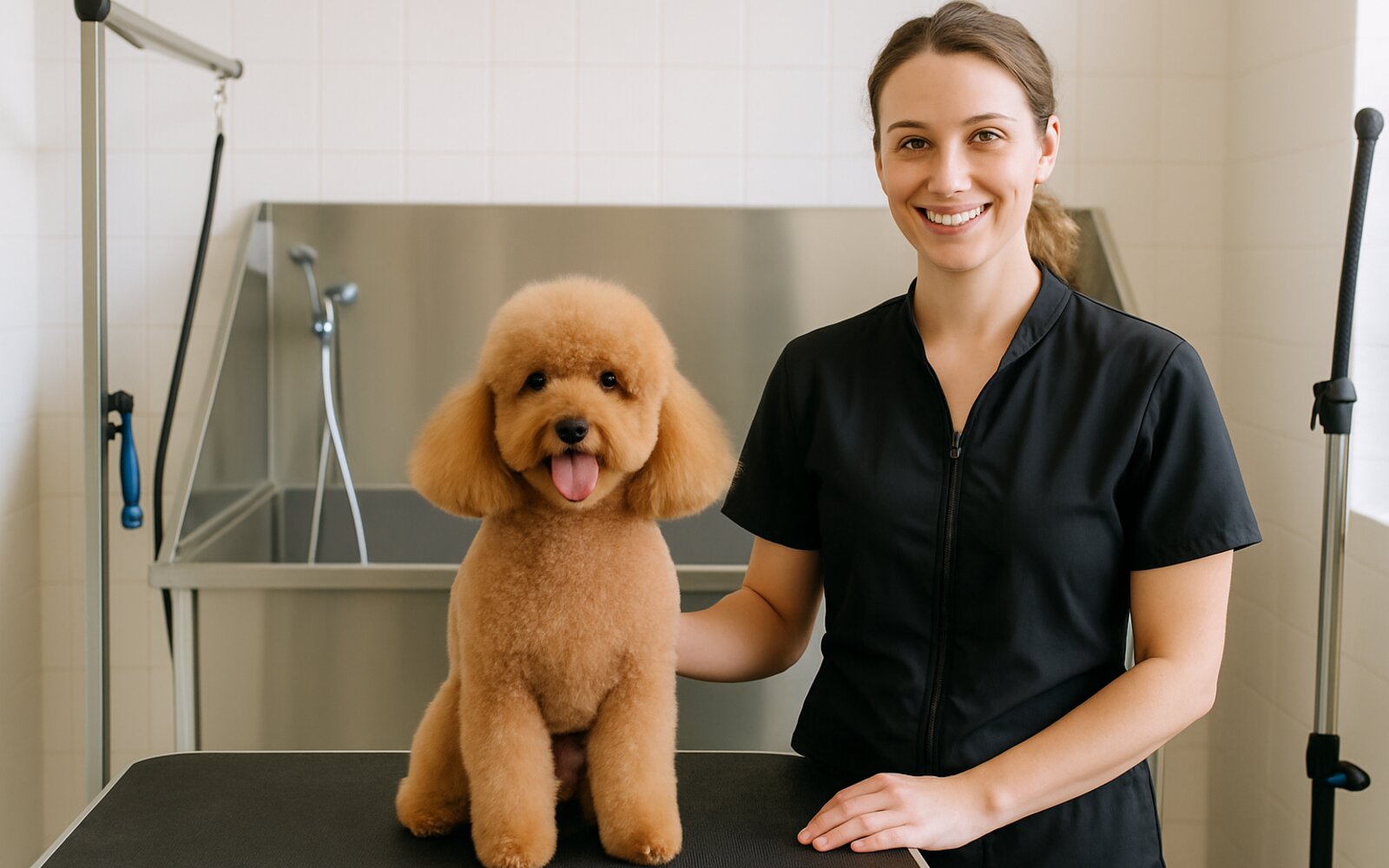 Clean, fluffy dog after a bath and blow-dry