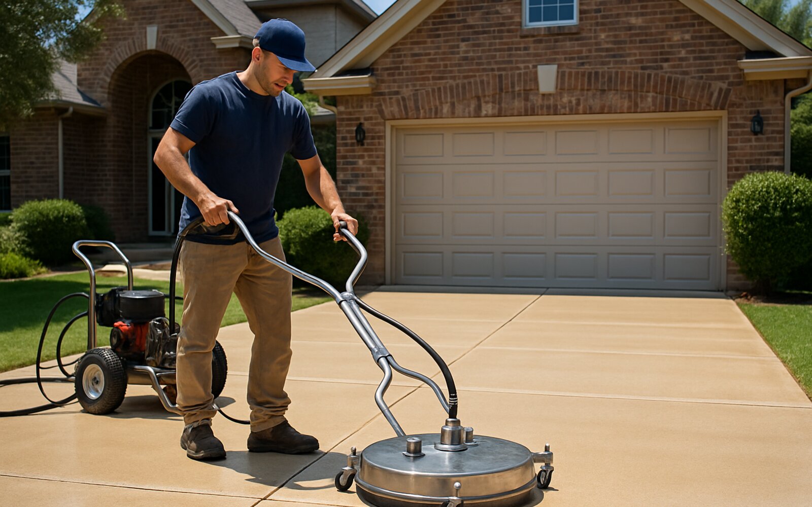 Bright even concrete after surface cleaning