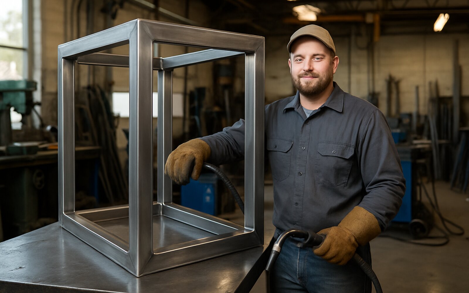 Reinforced trailer frame after welding